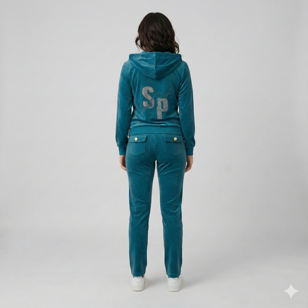 Secret Point Emerald Velvet Tracksuit