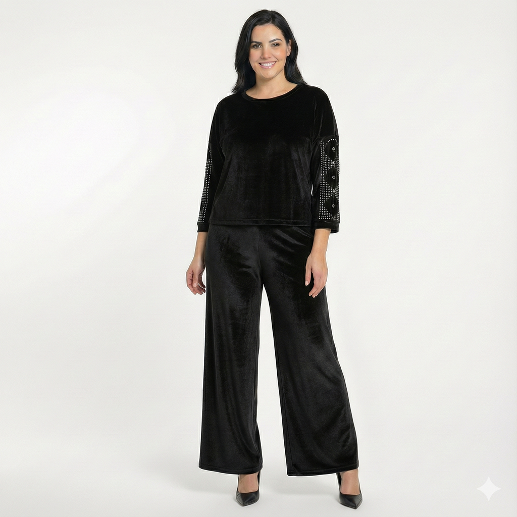 Luxurious Pearl Velvet Tracksuit