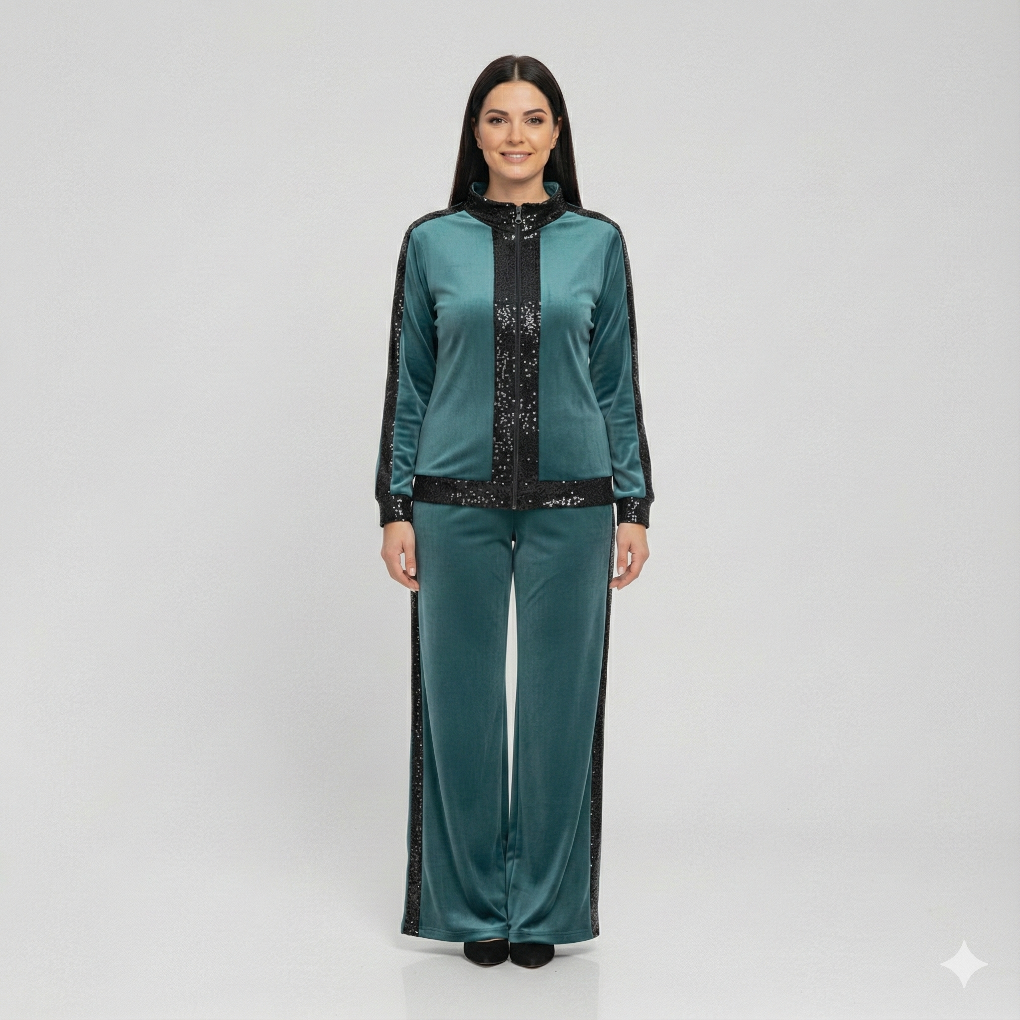 Luxurious Sequin Velvet Tracksuit