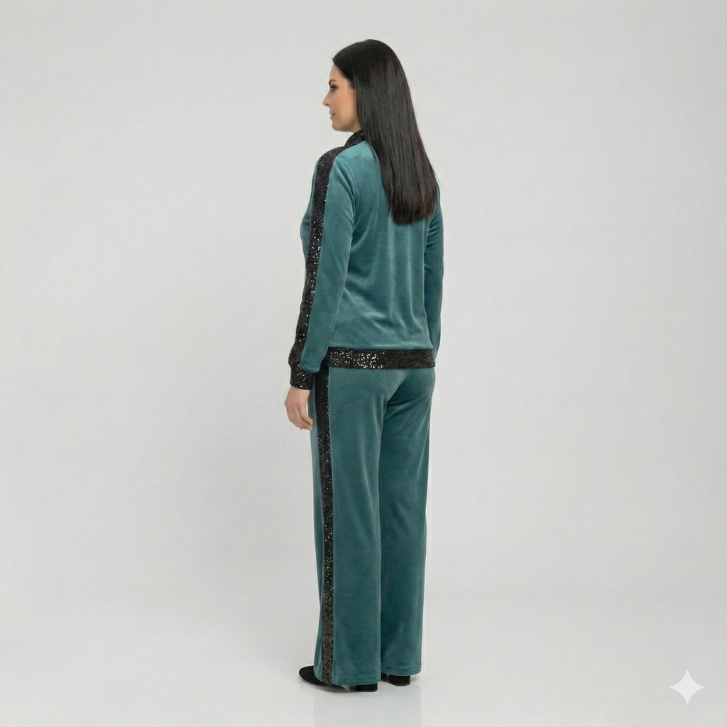 Luxurious Sequin Velvet Tracksuit