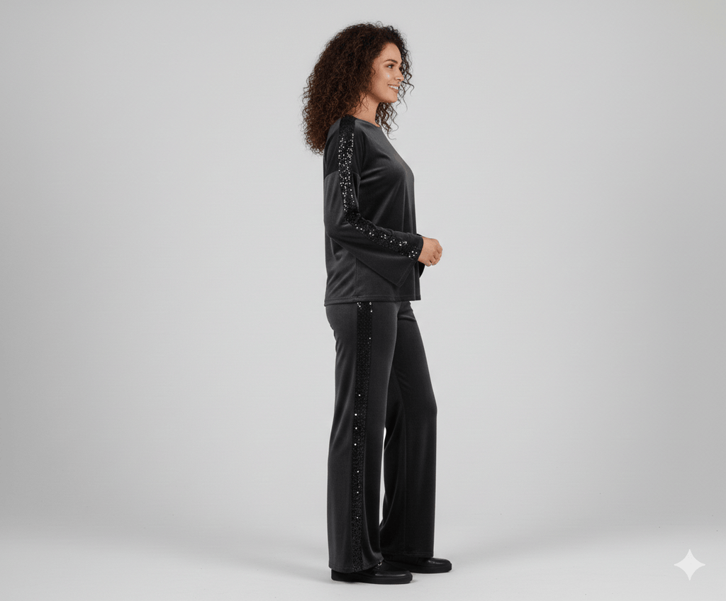 Black Sequin Velvet Tracksuit