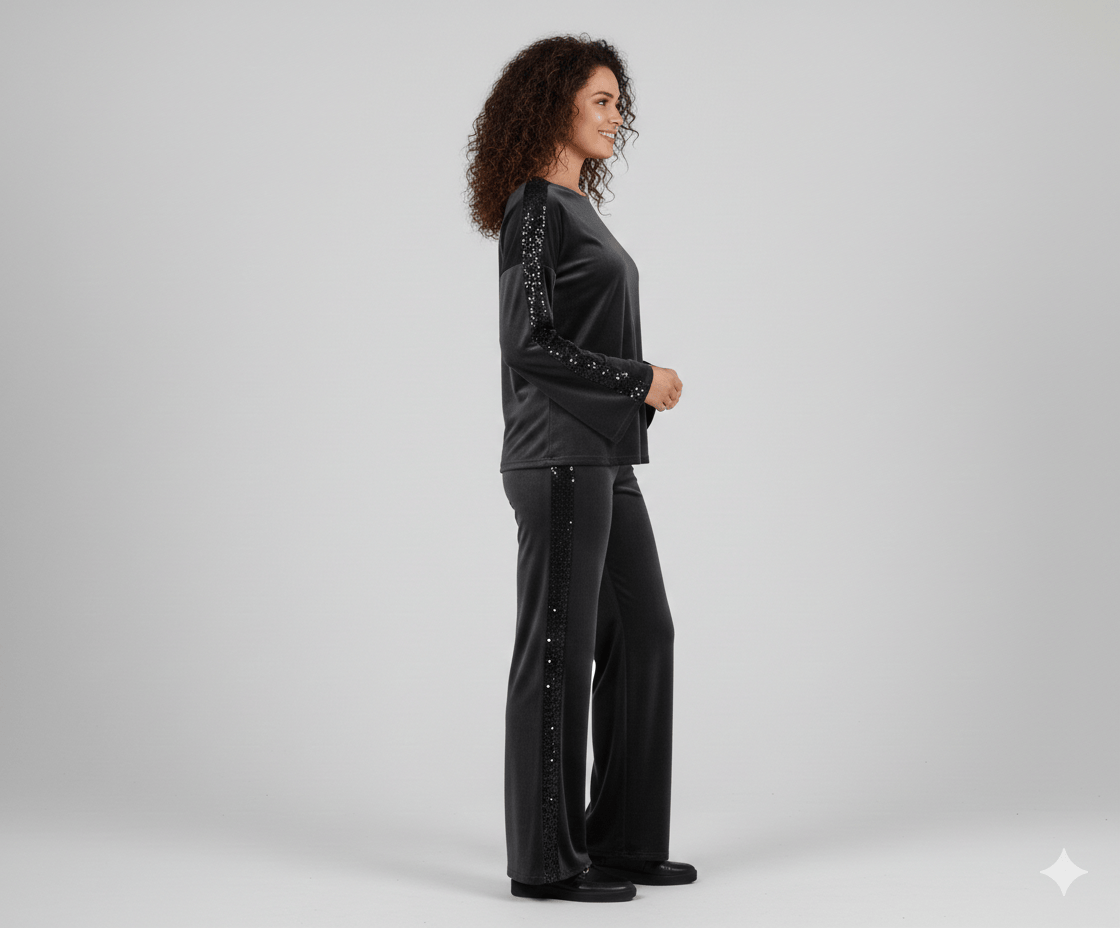 Black Sequin Velvet Tracksuit