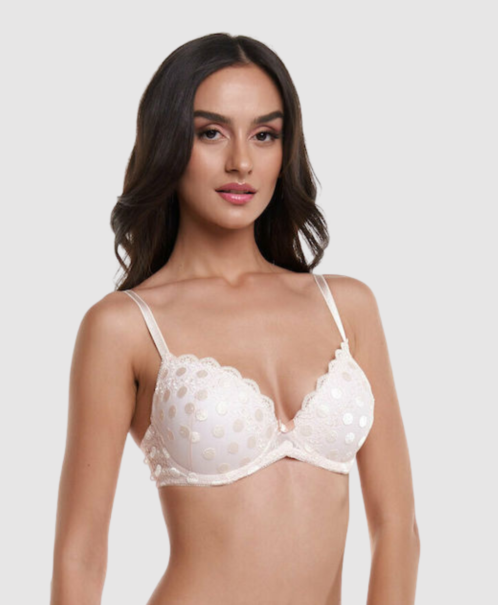 Miss Rosy White Dots Super Push-Up Bra - B/C