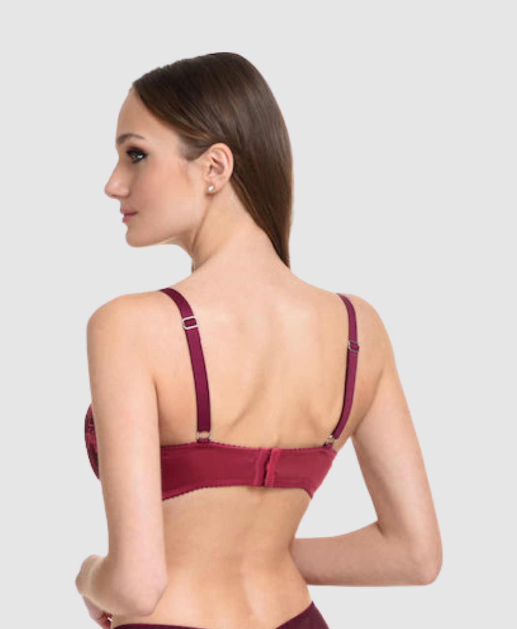 Fancy Burgundy Padded Bra - D