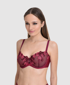 Fancy Burgundy Unpadded Bra - D