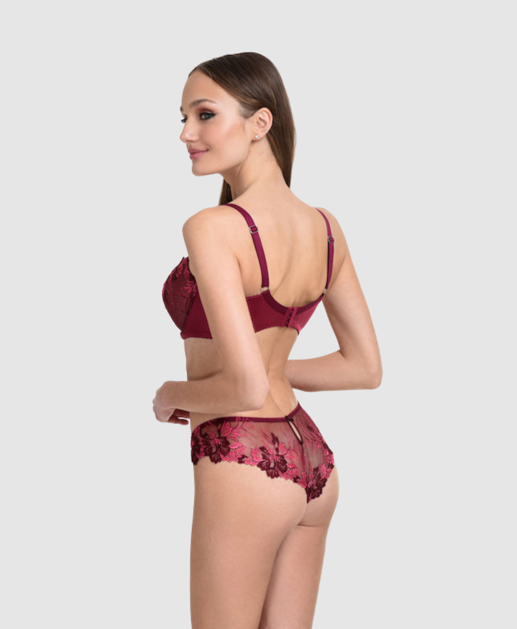 Fancy Burgundy Unpadded Bra - D