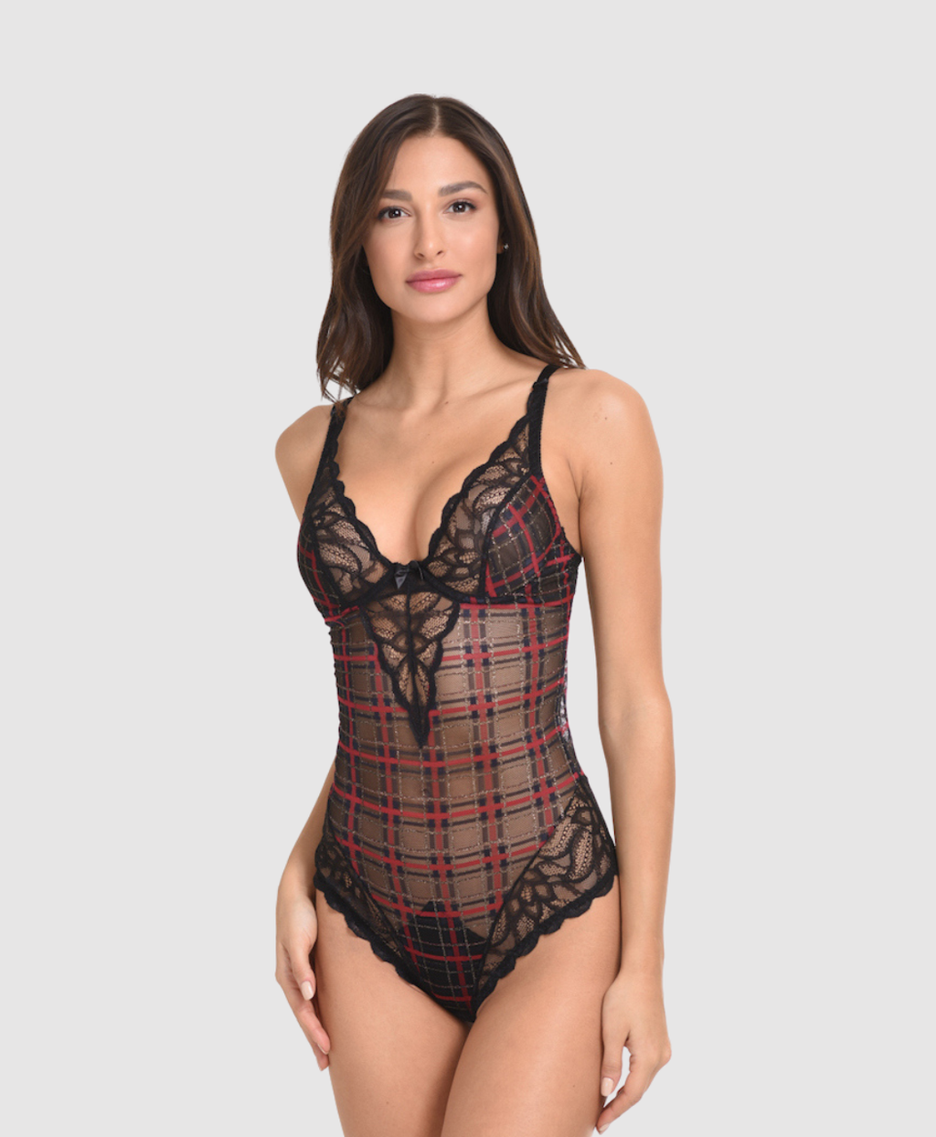 Plaid and Lace Bodysuit - C cup
