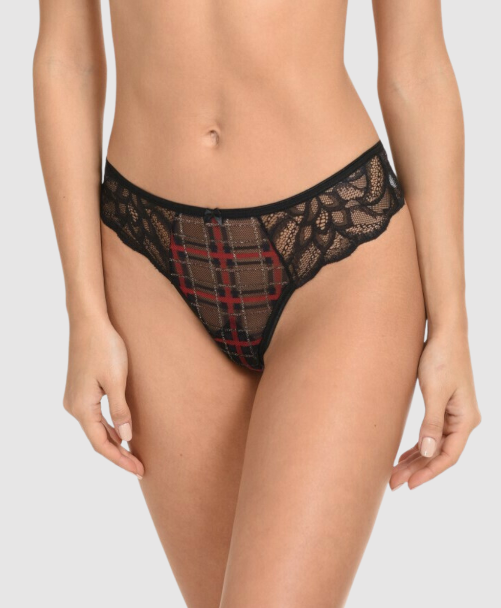 Plaid Lace Thong - S/2XL