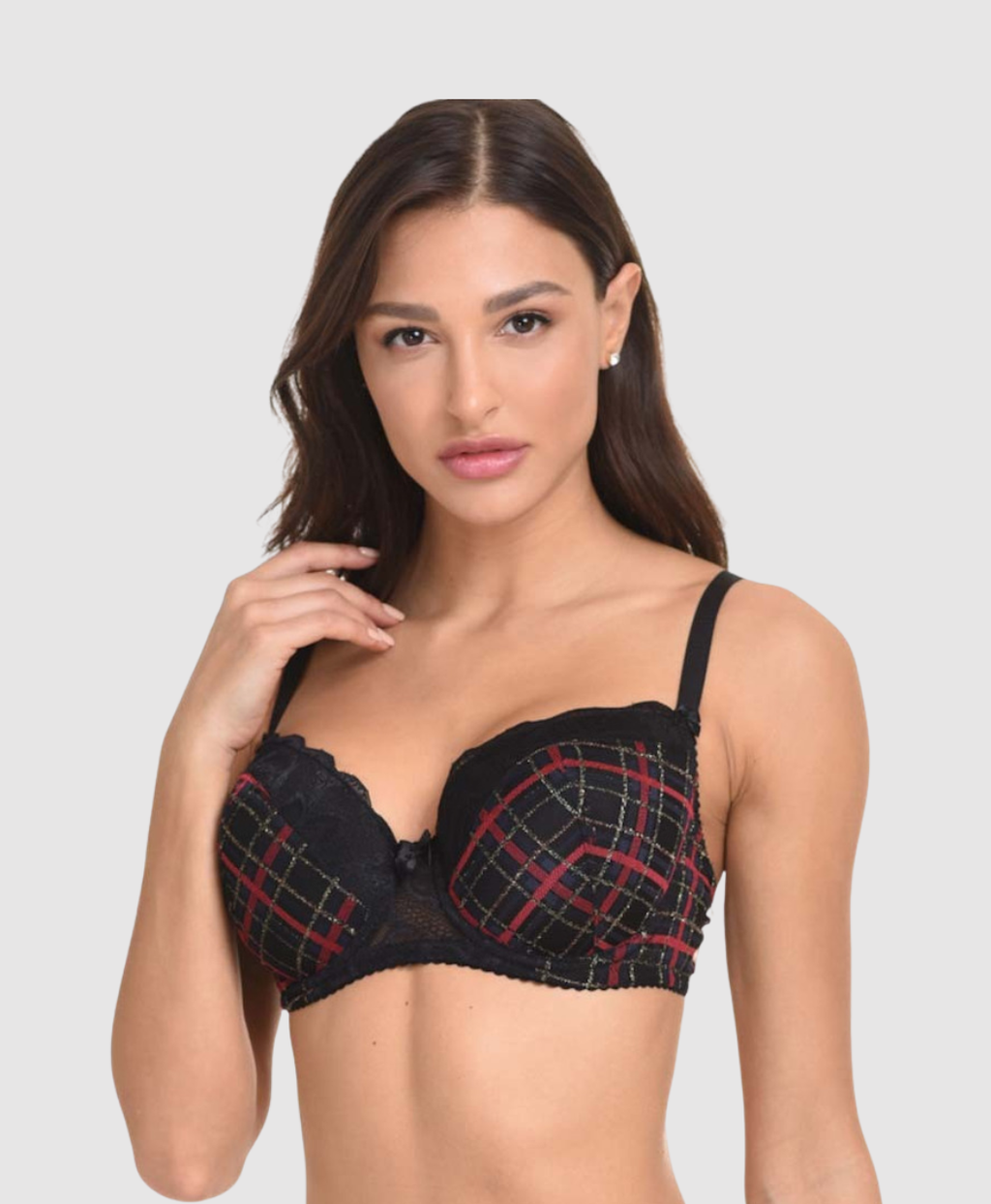 Plaid Balconette Bra - D cup