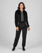 Rhinestone Ribbon Velvet Tracksuit