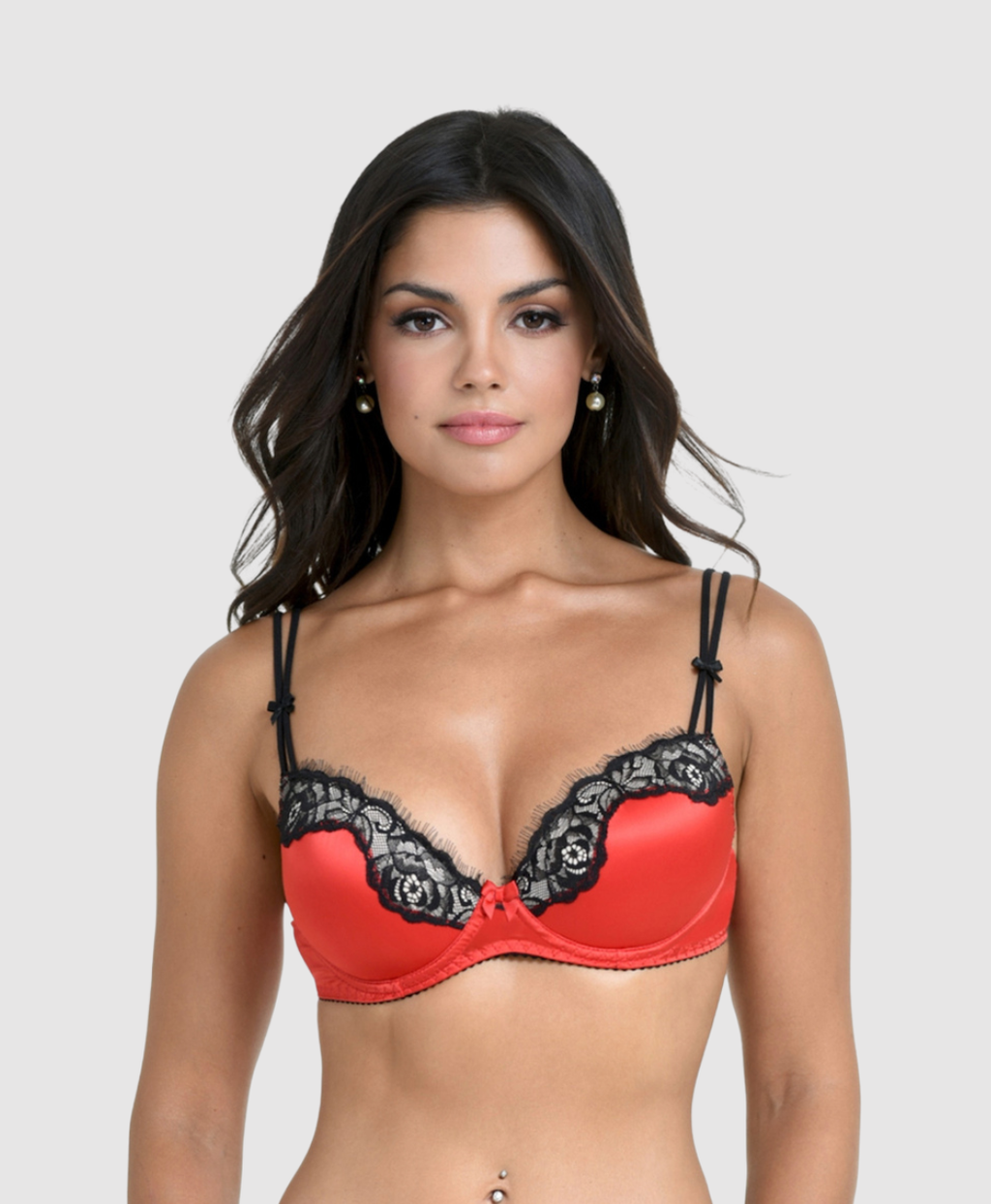 Red Satin Super Push-Up Bra - B/C