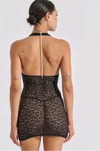 Rose Lace Babydoll with Pearls & G-String