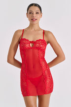 Red Sheer Babydoll & String