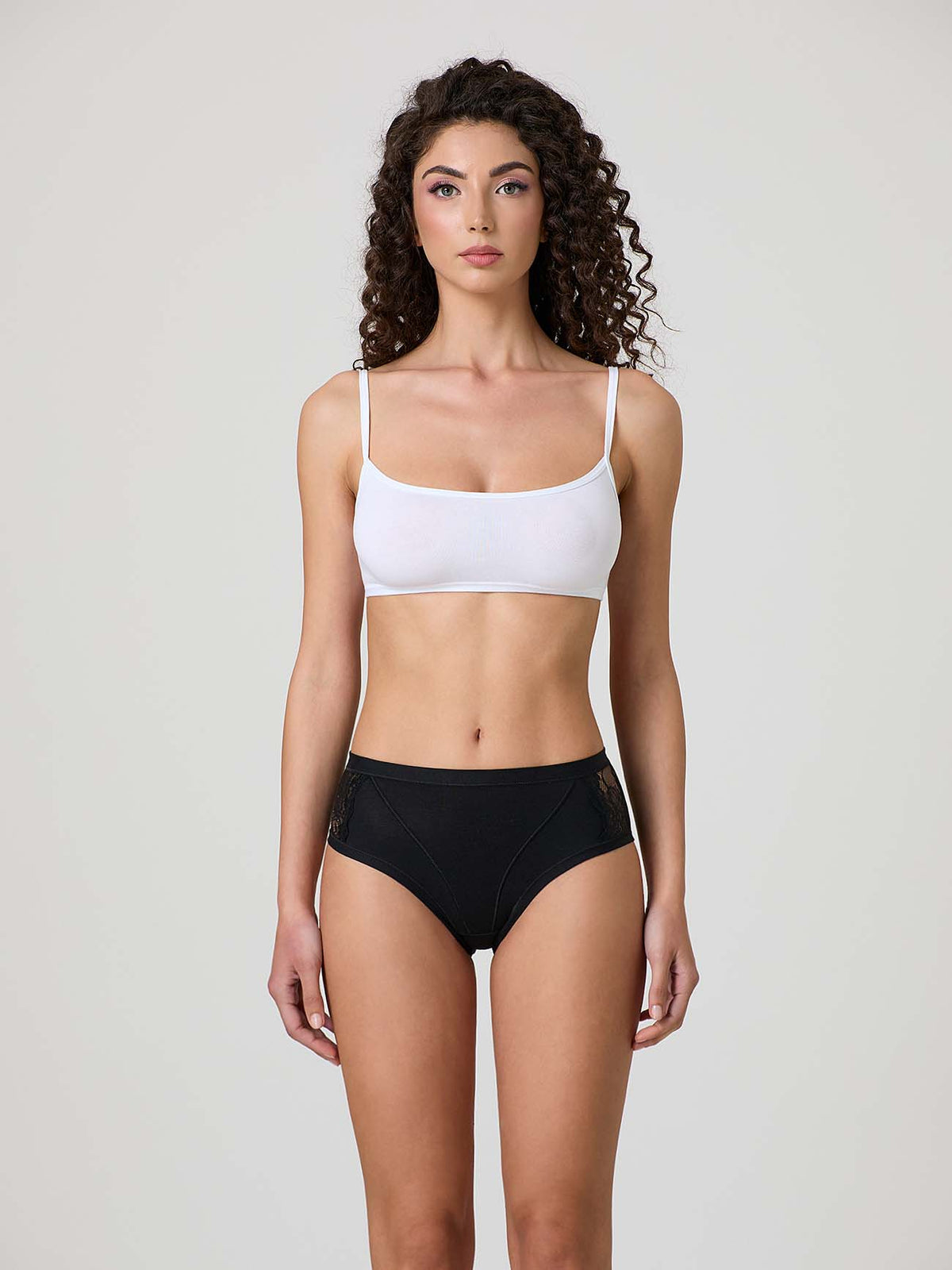 Cotton Midi Briefs with Side Lace x2