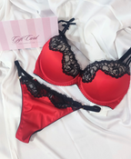 Red Satin Super Push-Up Bra - B/C