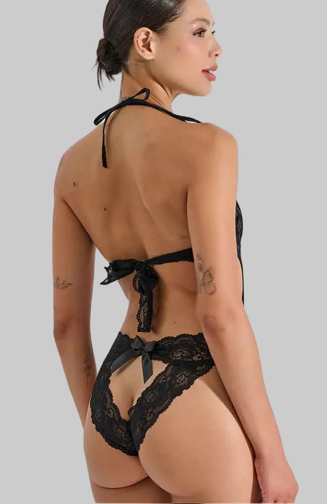 Lace Bodysuit in Black & Silver