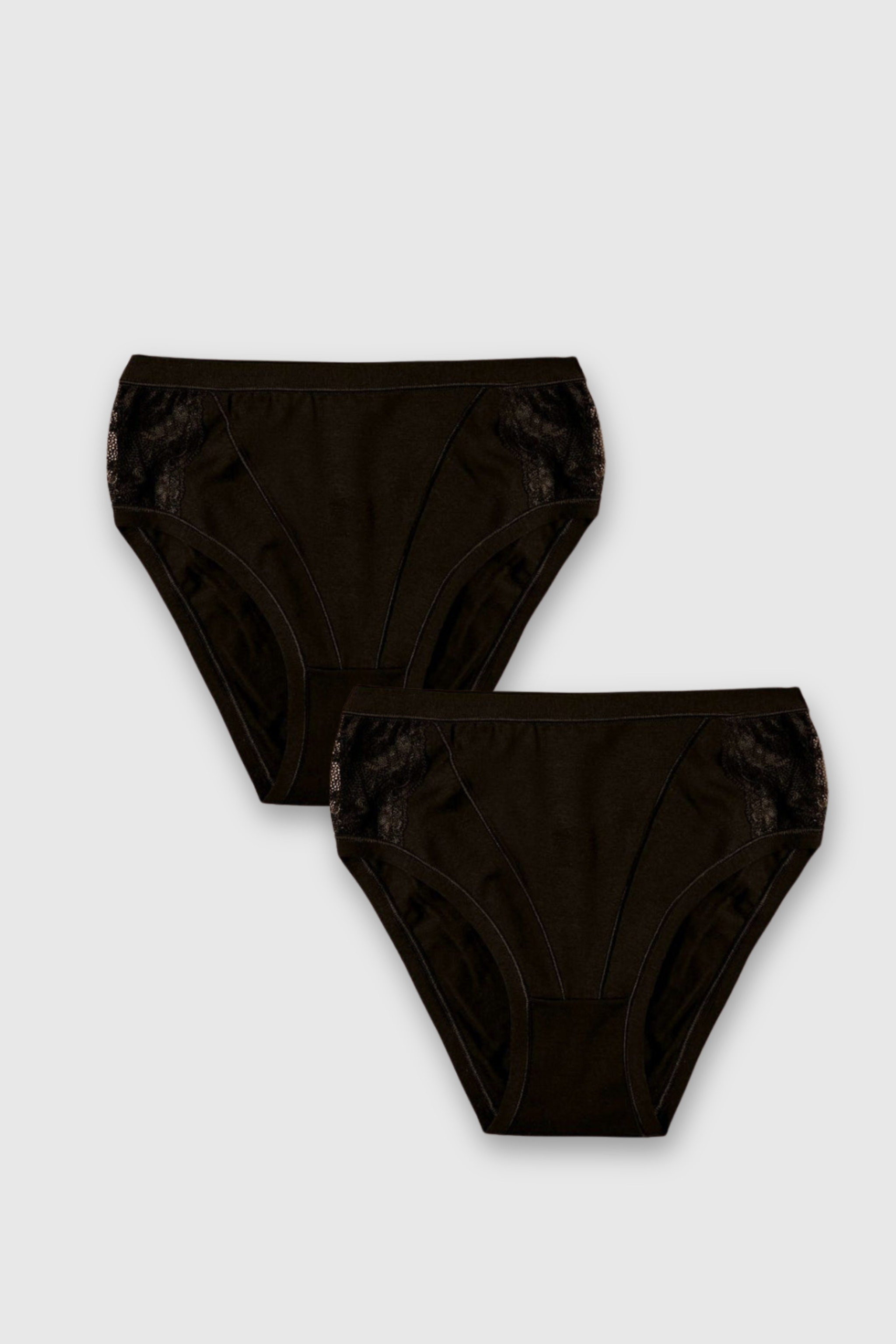 Cotton Midi Briefs with Side Lace x2