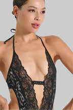 Lace Bodysuit in Black & Silver
