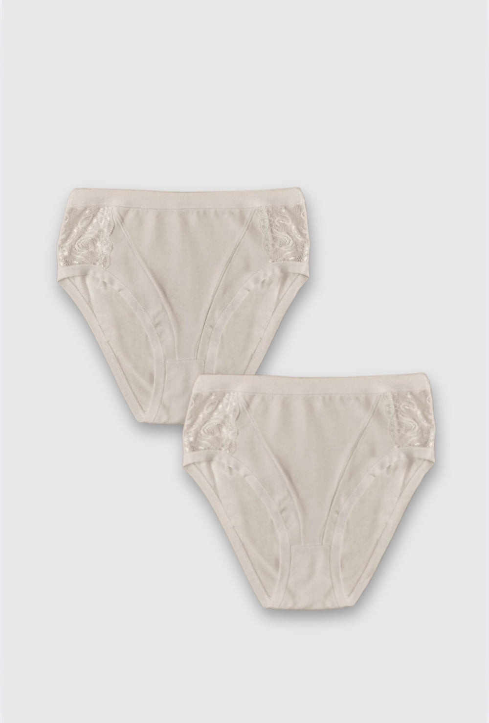 Cotton Midi Briefs with Side Lace x2